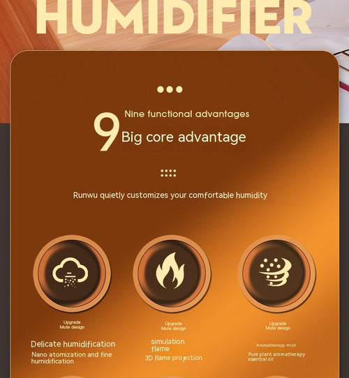 “LED Flame Night Lamp & Humidifier – Home Decor Essential