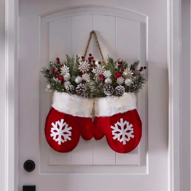 Christmas Glove Garland Wreath – Festive Door & Window Decoration
✨ Glove-Shaped Xmas Flower Wreath – Holiday Door Sign