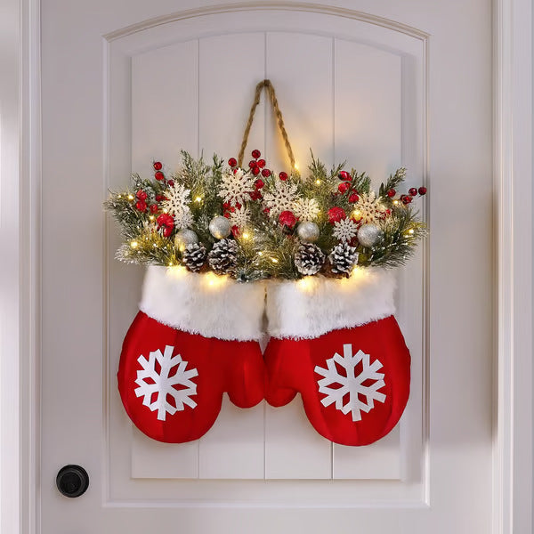 Christmas Glove Garland Wreath – Festive Door & Window Decoration
✨ Glove-Shaped Xmas Flower Wreath – Holiday Door Sign
